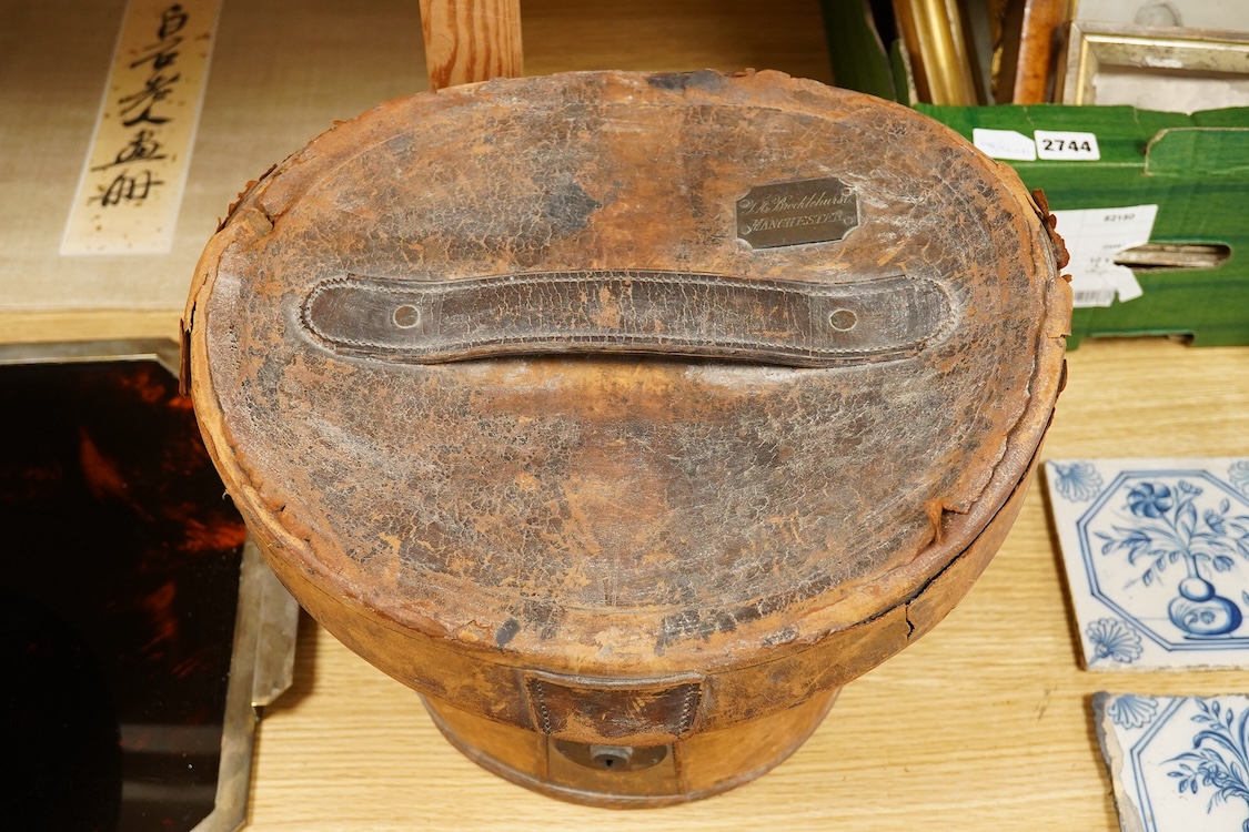 A cased Christys’ London black silk top hat, head-hole 20x16cm